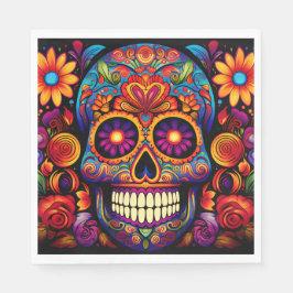 Färgfläckig Papper Day of the dead i sockerskull Pappersservett