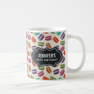Färgfläckig parisisk makaron Mönster födelsedag Kaffemugg