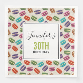 Färgfläckig parisisk makaron Mönster födelsedag Pappersservett