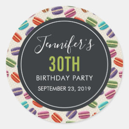 Färgfläckig parisisk makaron Mönster födelsedag Runt Klistermärke