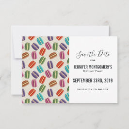 Färgfläckig parisisk makaron Mönster födelsedag Spara Datumet