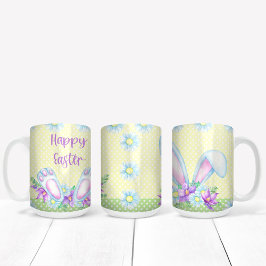 Färgfläckig Påsk-design med Öron och Vår från Bunn Kaffemugg