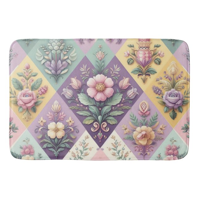 Färgfläckig pastel Påsk/Vår Badrumsmatta (Framsidan)