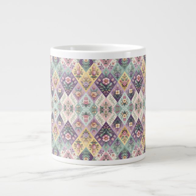 Färgfläckig pastel Påsk/Vår Jumbo Mugg (Framsidan)