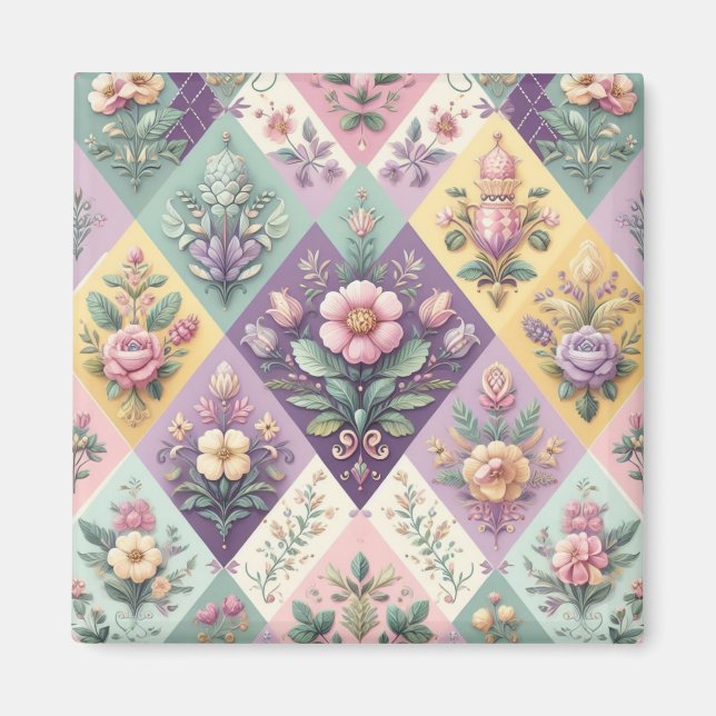 Färgfläckig pastel Påsk/Vår Magnet (Framsidan)