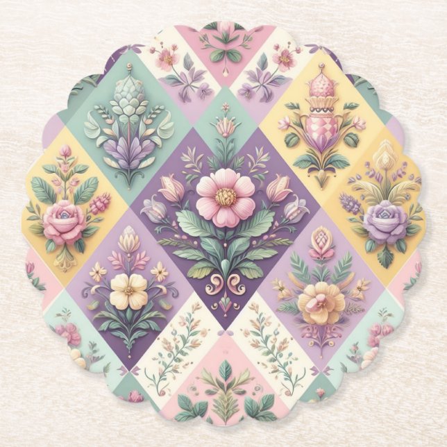 Färgfläckig pastel Påsk/Vår Underlägg Papper (Framsida)