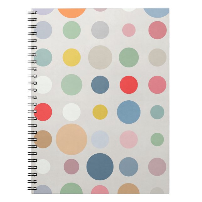 Färgfläckig Pastel Polka Dot Mönster Art Anteckningsbok (Framsidan)