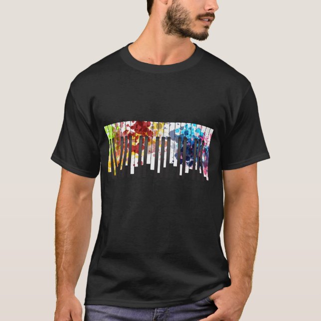 Färgfläckig Piano Nycklar Music Älskare Pianist T Shirt (Framsida)