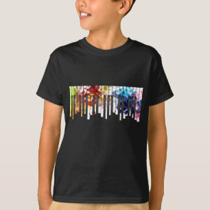 Färgfläckig Piano Nycklar Music Älskare Pianist T Shirt