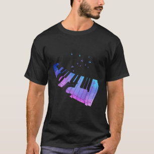Färgfläckig Piano Tangentbord Musik noter Pianist  T Shirt