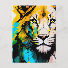 Färgfläckig piercing för Lejon blått och gult ögon Vykort