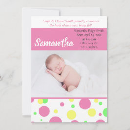 Färgfläckig Polka dots | Flicka Fotofödelse Meddelande