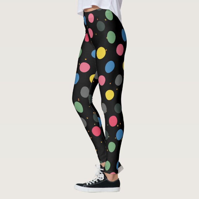 Färgfläckig Polka dots Leggings (Vänster)