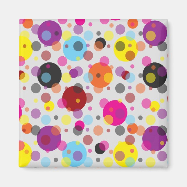 Färgfläckig Polka dots Magnet (Framsidan)