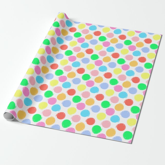 Färgfläckig Polka dots Presentpapper (Utrullad)