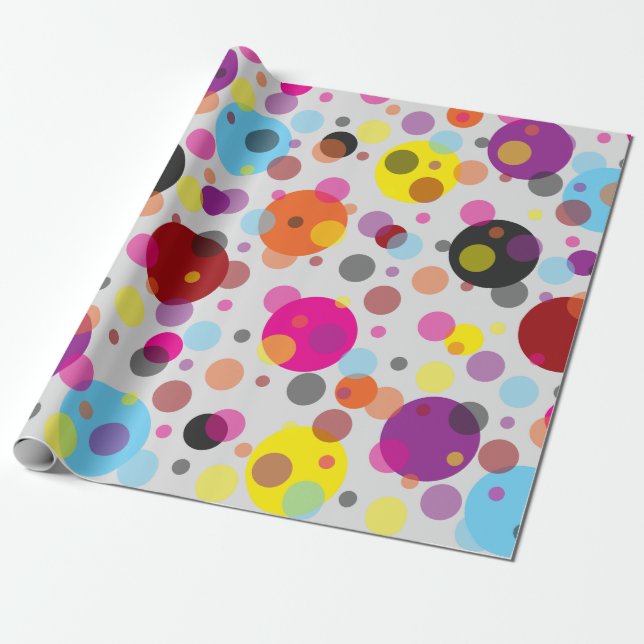 Färgfläckig Polka dots Presentpapper (Utrullad)