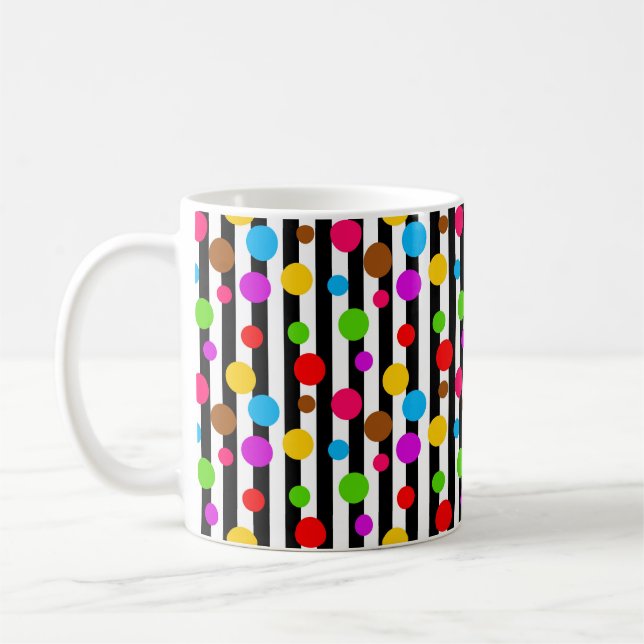Färgfläckig Polka dots Rand Kaffemugg (Vänster)