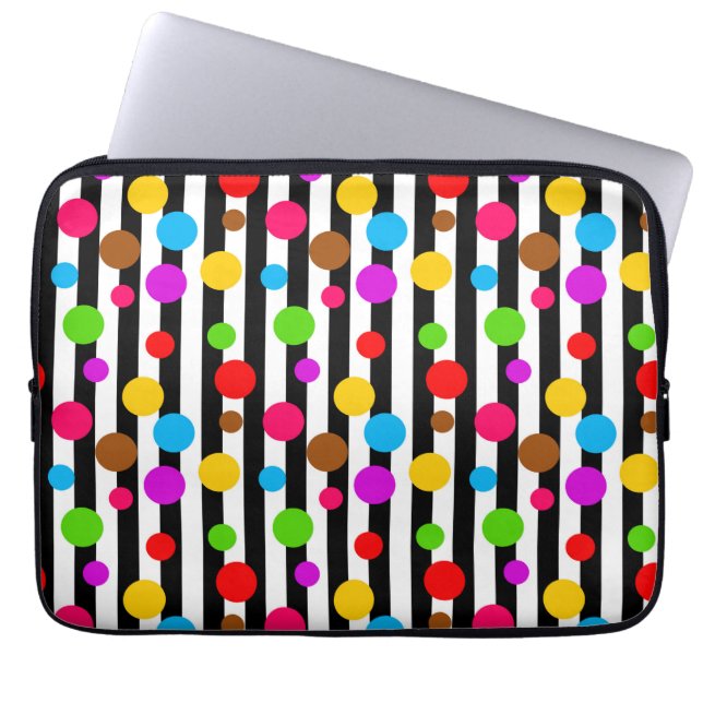 Färgfläckig Polka dots Rand Laptop Fodral (Framsidan)