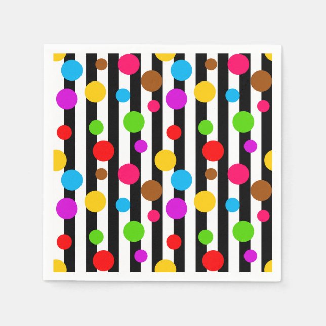 Färgfläckig Polka dots Rand Pappersservett (Framsidan)