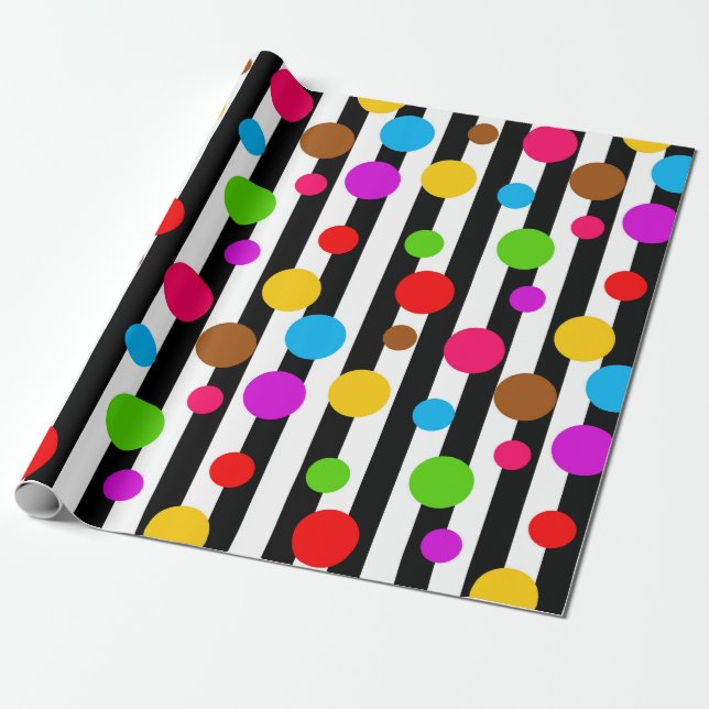 Färgfläckig Polka dots Rand Presentpapper (Utrullad)