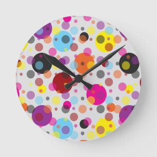 Färgfläckig Polka dots Rund Klocka