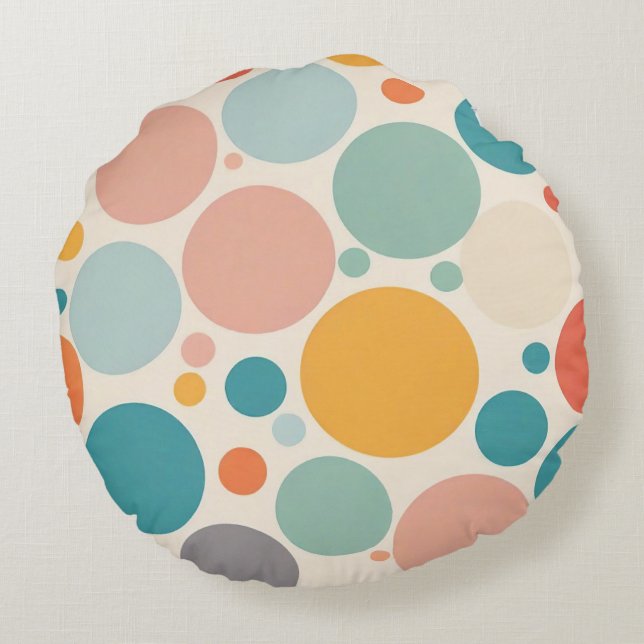 Färgfläckig Polka dots Rund Kudde (Baksidan)
