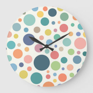 Färgfläckig Polka dots Stor Klocka