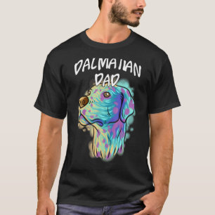 Färgfläckig Pop Porträtt Dalmatian Hund Pappa Far T Shirt