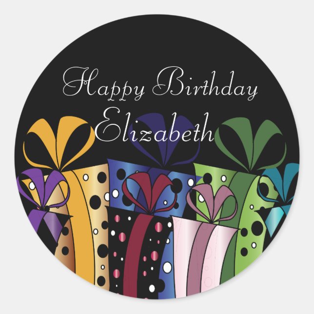 Färgfläckig Presenter | Anpassa Runt Klistermärke (Framsida)