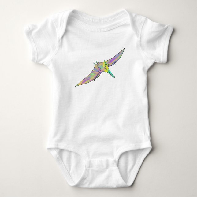 Färgfläckig pterodactyl Cute Baby Dinosaur Art T Shirt (Framsida)