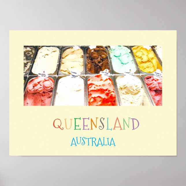 Färgfläckig Queensland Australiens reseutskrift Poster (Framsidan)