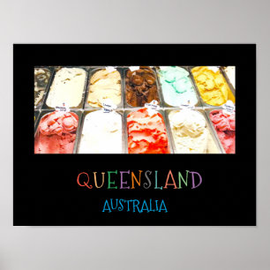 Färgfläckig Queensland Australiens reseutskrift Poster