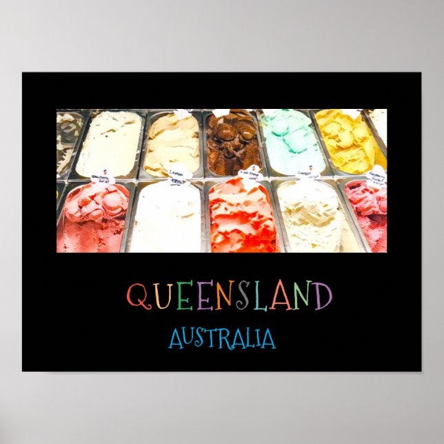 Färgfläckig Queensland Australiens reseutskrift Poster (Framsidan)