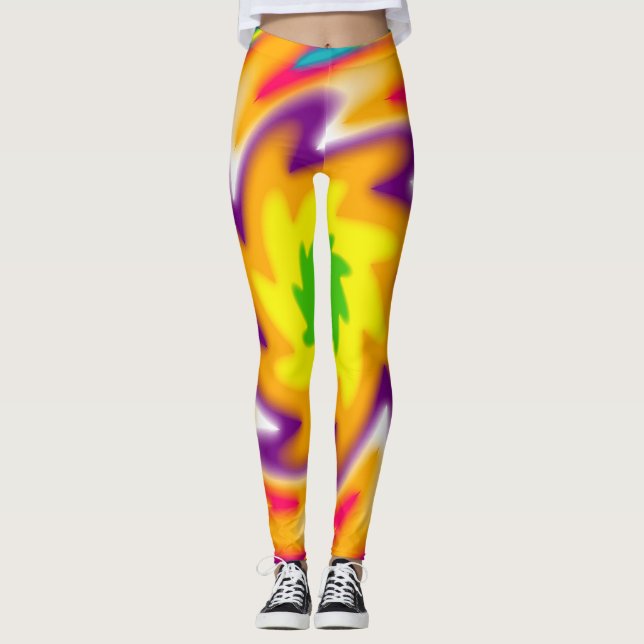Färgfläckig radial mönster leggings (Framsida)