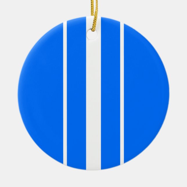 Färgfläckig Rand för blått Lodrät Vit Tävla Julgransprydnad Keramik (Framsidan)
