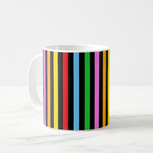 Färgfläckig Rand, regnbåge Rand, stripe Mönster Kaffemugg (Framsida vänster)