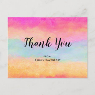 Färgfläckig regnbåge Abstrakt Rand Tack Vykort