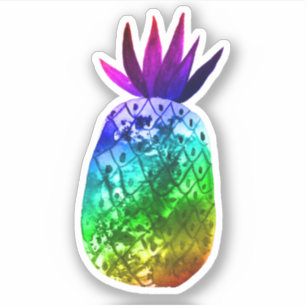 Färgfläckig regnbåge, ananas vattenfärg klistermärken