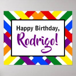 Färgfläckig regnbåge Criss-Kor Rand-födelsedag Poster