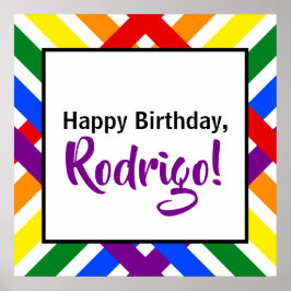 Färgfläckig regnbåge Criss-Kor Rand-födelsedag Poster