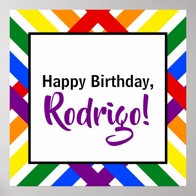 Färgfläckig regnbåge Criss-Kor Rand-födelsedag Poster (Framsidan)