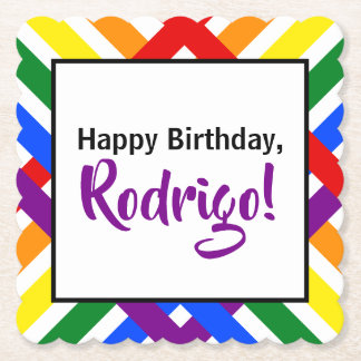 Färgfläckig regnbåge Criss-Kor Rand-födelsedag Underlägg Papper