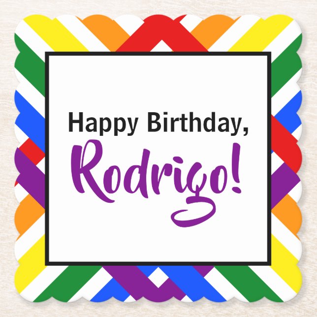 Färgfläckig regnbåge Criss-Kor Rand-födelsedag Underlägg Papper (Framsida)