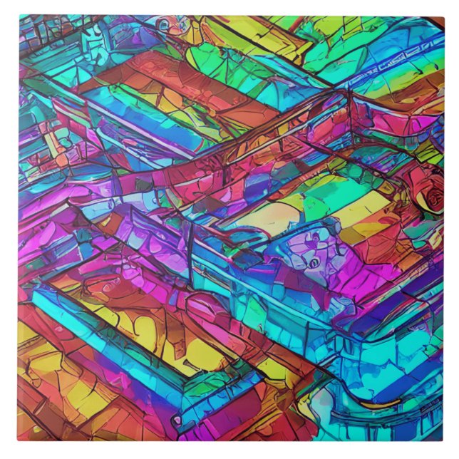 Färgfläckig regnbåge Färg Kakelplatta (Framsidan)