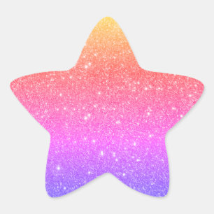 Färgfläckig regnbåge Glitter  Stjärnformat Klistermärke