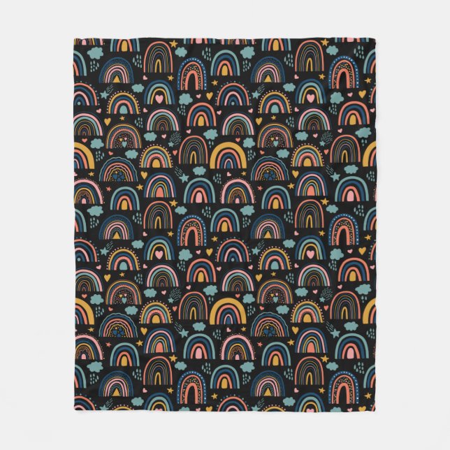 Färgfläckig regnbåge Mönster Fleecefilt (Framsidan)
