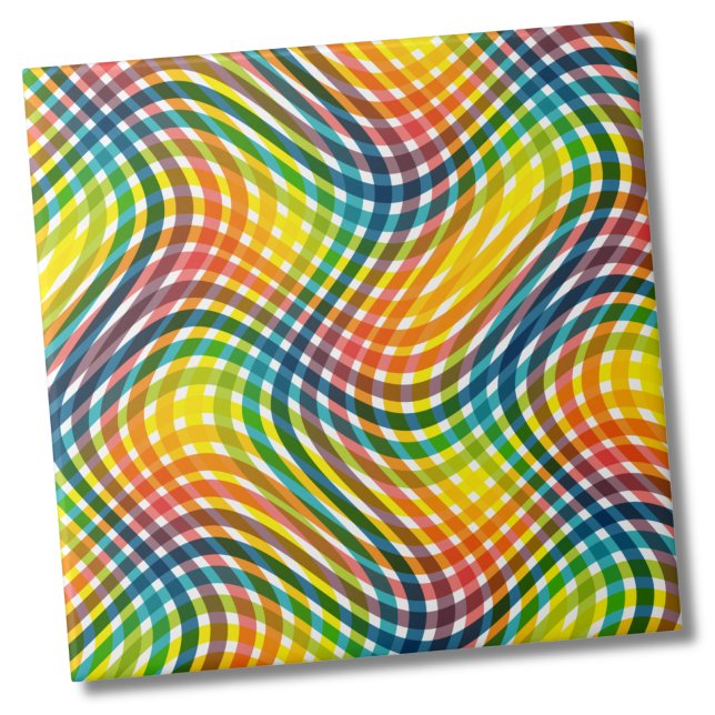 Färgfläckig regnbåge Mönster Kakelplatta (Colorful Modern Vibrant Rainbow Plaid Pattern Tile)