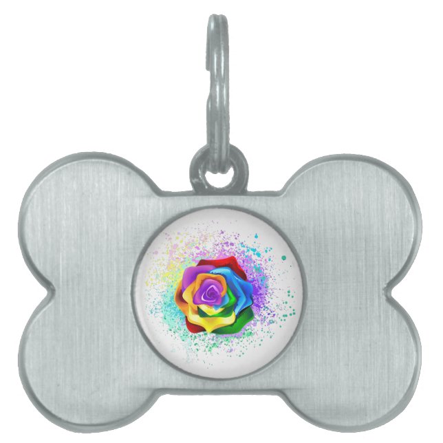 Färgfläckig regnbåge Ro ID-bricka Husdjur (Framsidan)