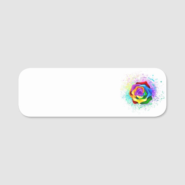 Färgfläckig regnbåge Ro Namnbricka (Framsida)