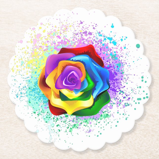 Färgfläckig regnbåge Ro Underlägg Papper (Framsida)